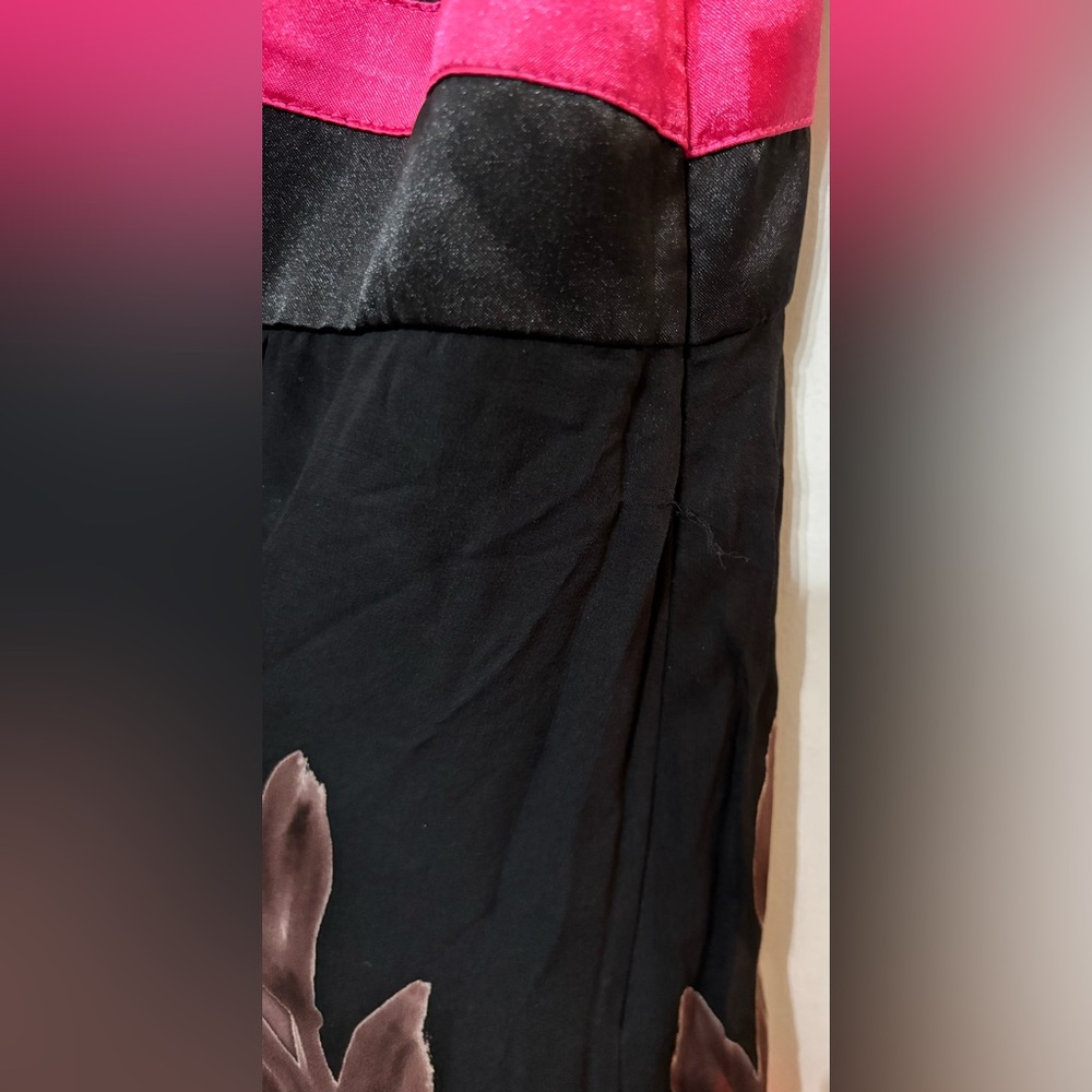 SUE WONG Women Sleeveless Silk Black Floral Print Long Maxi Dress Size 4 - Picture 6 of 16